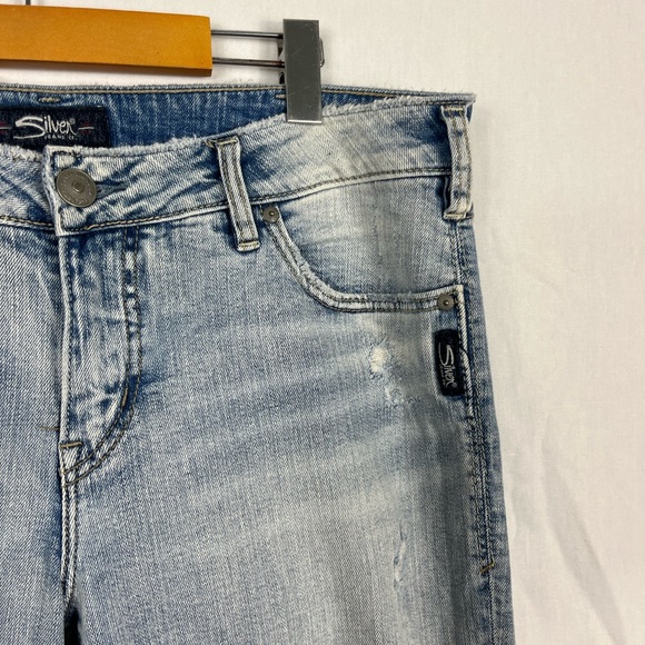 Silver Aiko Slim Crop Light Wash Sz 33 - Picture 5 of 12